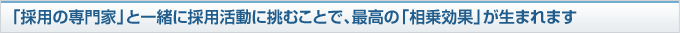 採用の専門家と自社の採用活動に取り組むことで、最高の相乗効果が生まれます